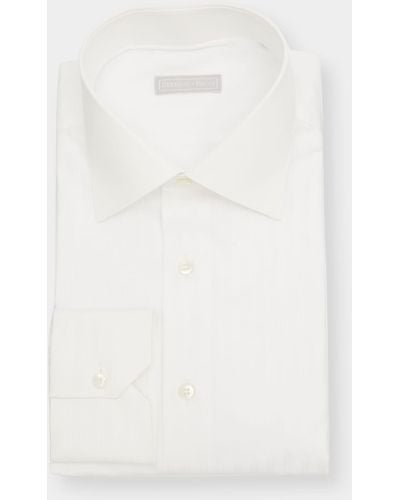 Stefano Ricci Tonal Stripe Cotton Dress Shirt - White