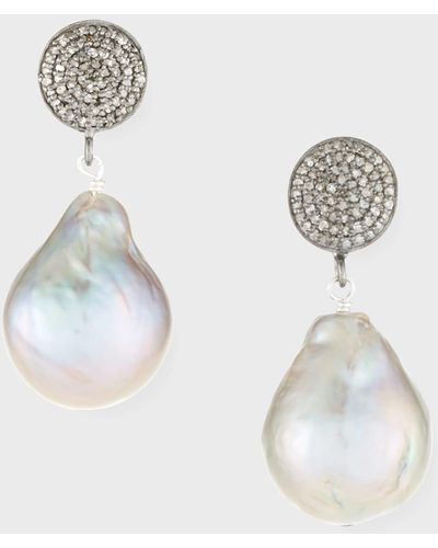 Margo Morrison Stone Earrings With Pave Diamonds And Crystal - Metallic