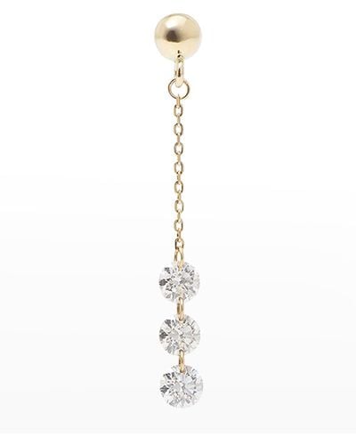 PERSÉE Danae 18k Gold Diamond 3-drop Chain Earrings - White