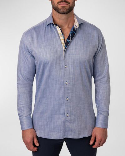 Maceoo Einstein Micro-Patterned Sport Shirt - Blue