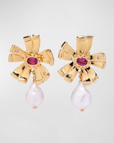 Lizzie Fortunato Lotus Pearl Earrings - White