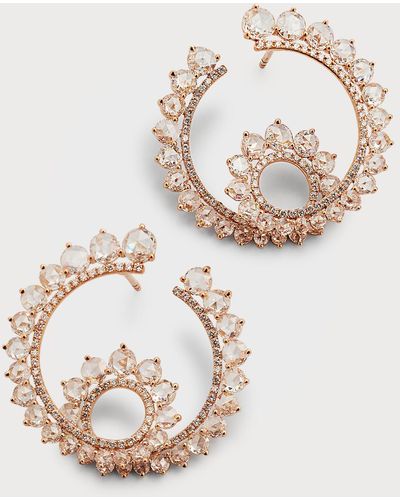 64 Facets 18k Rose Gold Infinite Loop Earrings With Brilliant And Rose-cut Diamonds - Natural