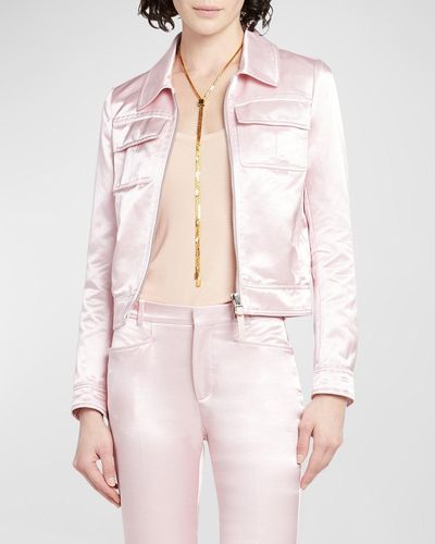 Tom Ford Ducesse Satin Zip Shirt Jacket - Pink