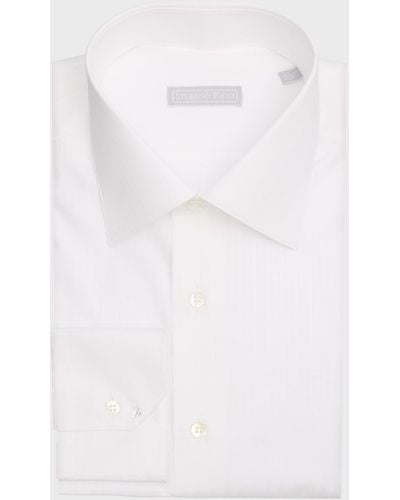 Stefano Ricci Cotton Tonal Stripe Dress Shirt - White