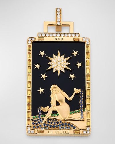 Sorellina 18K Onyx Pendant With Sapphires, Tsavorite And Gh-Si Diamonds, 54X28Mm - Multicolor