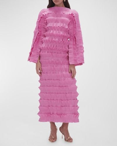 Aje. Palladium Ruffled Midi Dress - Pink