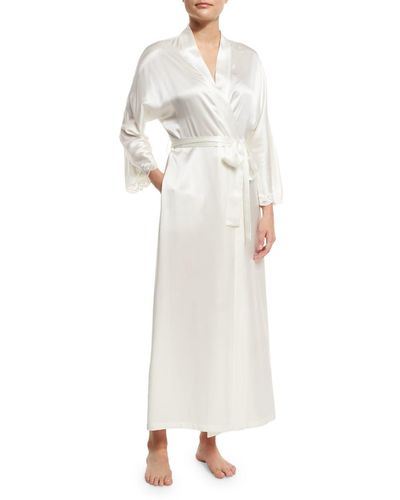 Christine Lingerie Bijoux Long Silk Robe - White