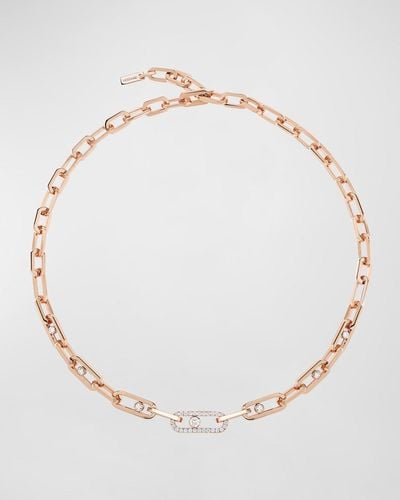 Messika Move Link 18k Pink Gold Diamond Necklace - Natural