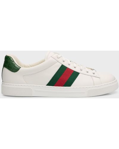 Gucci Ace Leather Web Low-top Sneakers - Multicolor