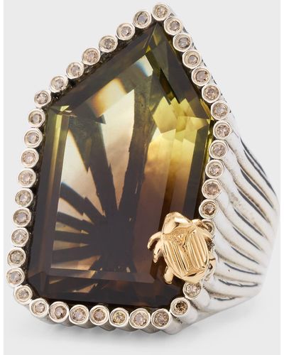 Stephen Dweck Phantom Quartz And Champagne Diamond Statement Ring - Metallic