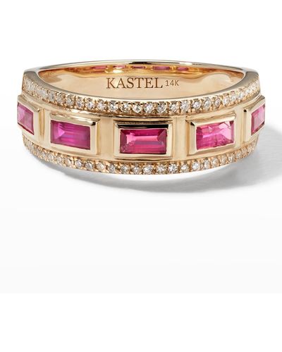 Kastel Jewelry 14k Ruby And Diamond Ring, Size 7 - Pink