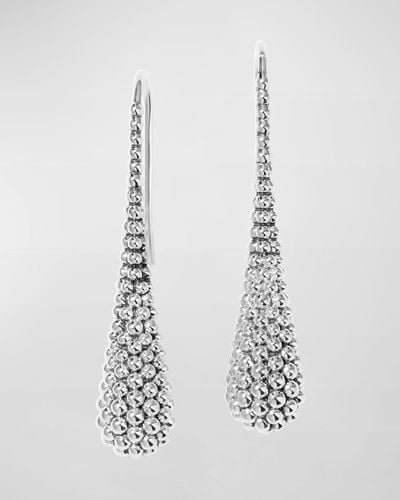 Lagos Caviar Domed Silver Drop Earrings - White