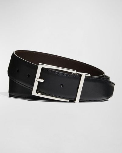 Brioni Reversible Leather Buckle Belt - Black