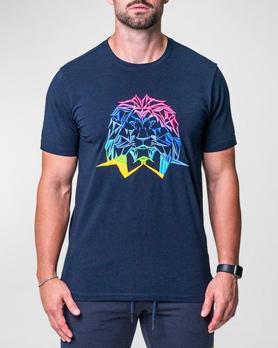 Maceoo Neon Embroidered T-shirt - Blue