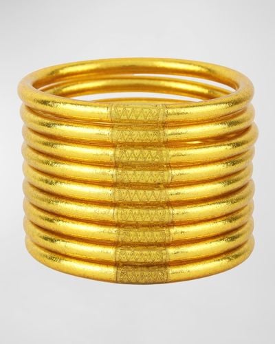 BuDhaGirl Gold All-weather Bangles, Size S-l, Set Of 9 - Yellow