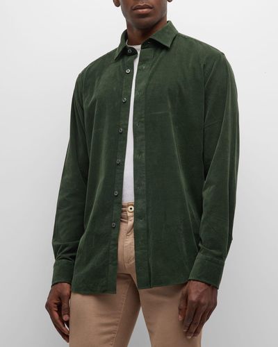Neiman Marcus Corduroy Overshirt - Green