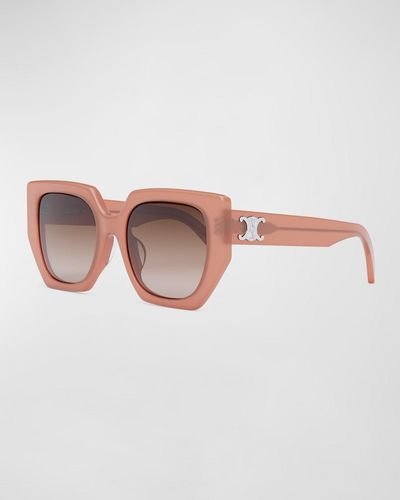 Celine Triomphe Logo Acetate Butterfly Sunglasses - Pink