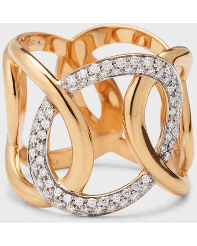 Mattioli Hiroko 18k Rose Gold Oval Link Ring With Diamonds, Size 7 - Metallic