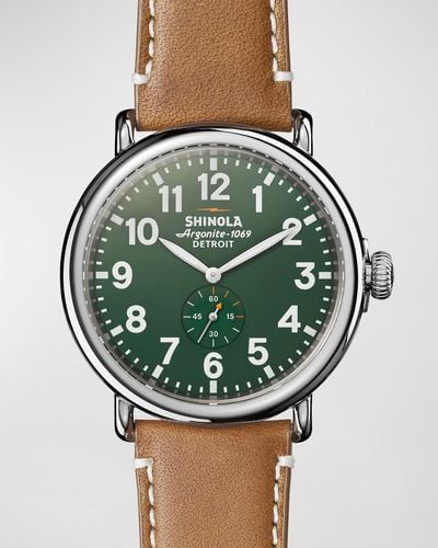 Shinola 47mm Runwell Watch, Green/brown