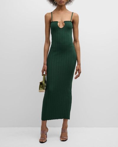 Jacquemus Sierra Bretelles Sleeveless Rib Knit Midi Dress - Green