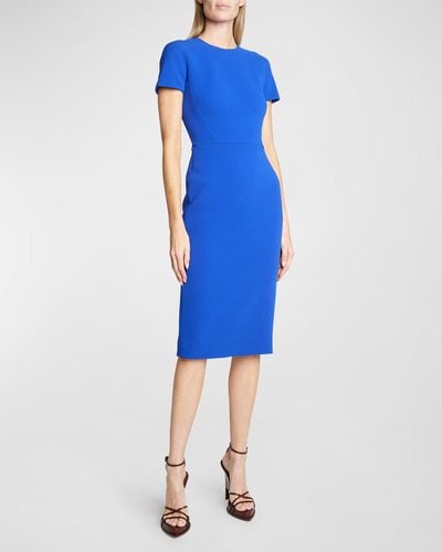 Victoria Beckham Classic Sheath Midi Dress - Blue