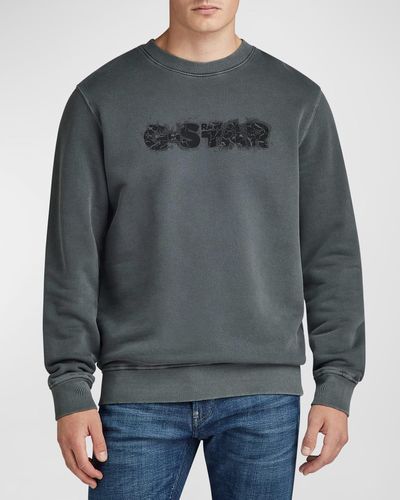 G-Star RAW Distressed Logo Sweatshirt - Gray