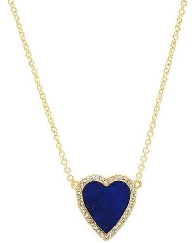 Jennifer Meyer Mini Inlay Heart Necklace With Diamonds - Blue