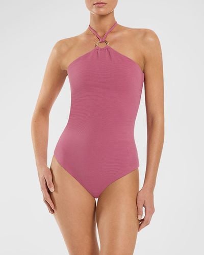 JETS Australia Ring Halter One-Piece Swimsuit - Pink
