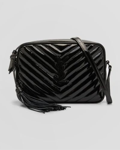 Saint Laurent Lou Medium Ysl Camera Bag With Pocket And Tassel - Black