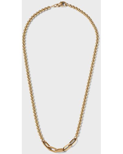Fern Freeman Jewelry Yellow Gold Ball Chain And Triple Paper Clip Link Necklace - Blue