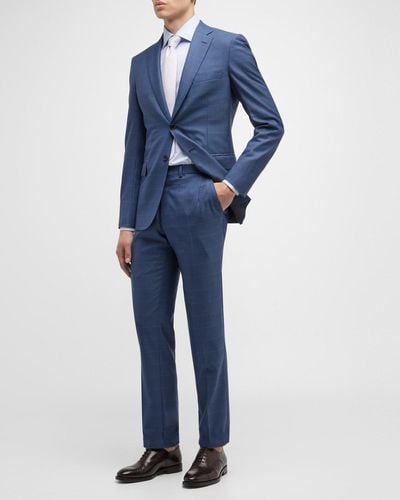 Brioni Tonal Plaid Wool Suit - Blue