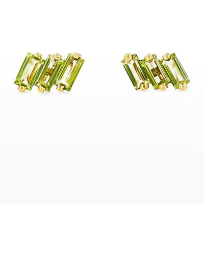KALAN by Suzanne Kalan 14K Mini Stud Earrings With Envy Topaz, Peridot And Amethyst - Yellow