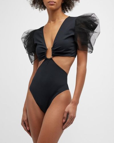 Puff Sleeve Swimsuit for Women - Up to 60% off | Lyst