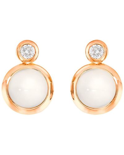 Tamara Comolli Bouton 18k Rose Gold Sand Moonstone/diamond Post Earrings - Metallic
