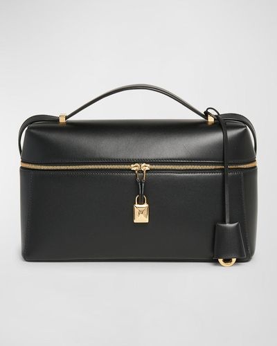 Loro Piana Extra Bag L27 Leather Saddle Bag - Black