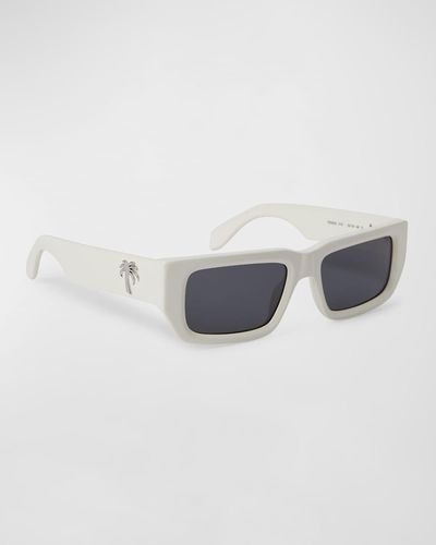 Palm Angels Sutter Acetate Rectangle Sunglasses - White
