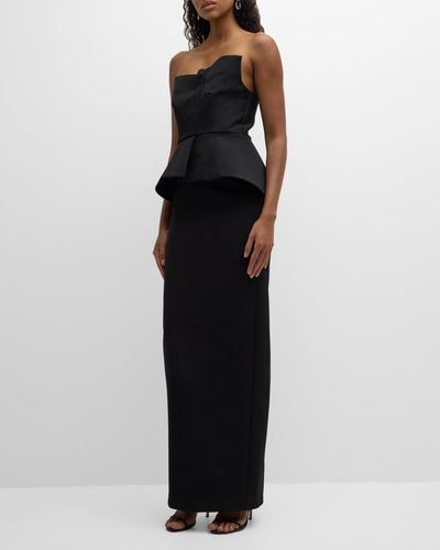 Roland Mouret Strapless Crepe Gown With Gathered Bodice - Black