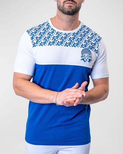 Maceoo Colorblock Logo T-Shirt - Blue