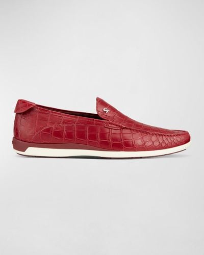 Stefano Ricci Crocodile Leather Loafers - Red
