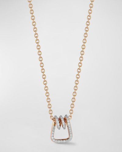 WALTERS FAITH Huxley 18k Rose Gold Diamond Coil Link Pendant Necklace - White