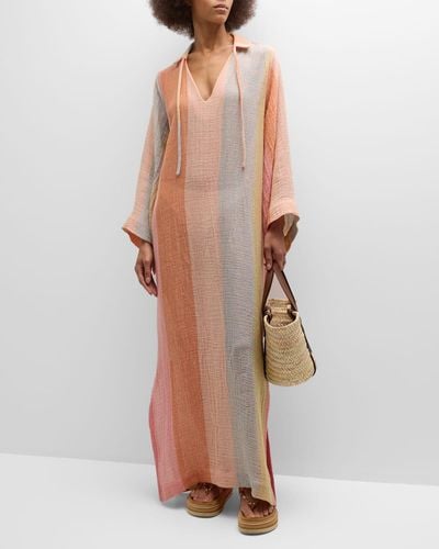 Lisa Marie Fernandez Striped Gauze Tunic Caftan - Multicolor