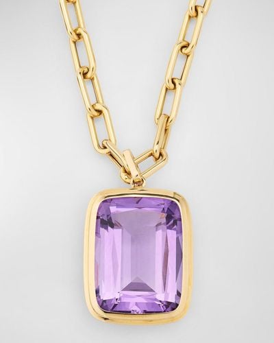 Goshwara 18K Manhattan Cushion Pendant Necklace - Purple