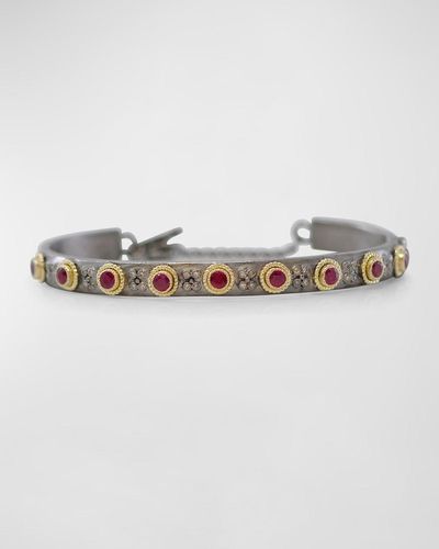 Armenta Diamond And Ruby Station Cuff Bracelet - Multicolor