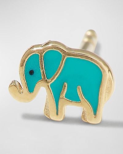 Sydney Evan 14k Mini Elephant Enamel Single Stud Earring - Blue