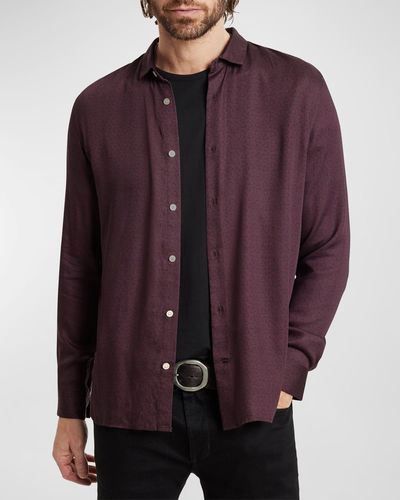 John Varvatos Ross Allover Geometric Sport Shirt - Purple