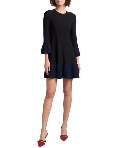 Giorgio Armani Colorblock Textured Jacquard Mini Dress - Black
