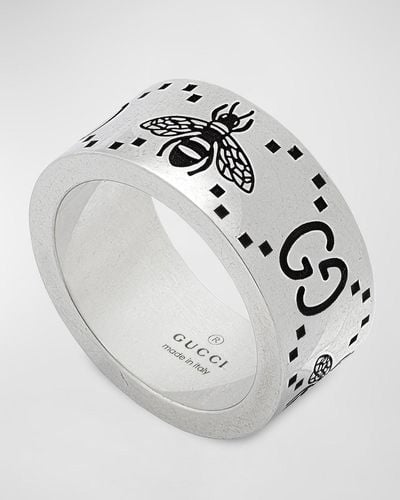 Gucci GG And Bee Sterling Silver Ring - White
