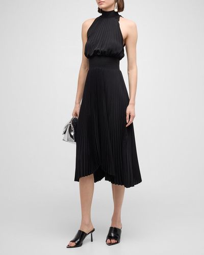 A.L.C. Renzo Pleated Halter Dress - Black