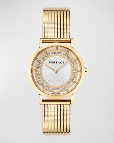 Versace Women's Swiss V Circle Logomania Edition Gold-Tone Stainless Steel  Bracelet Watch 38mm - Macy's