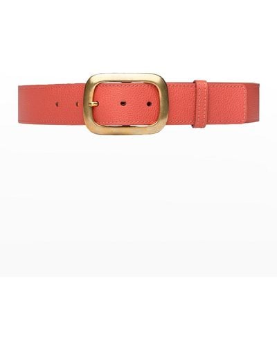 Vaincourt Paris La Captivante Pebbled Leather Belt - Red